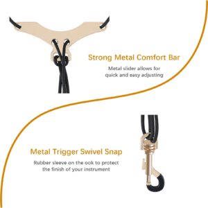 RANMING Saxophone Shoulder Strap,Double Shoulder Leather Saxophone Harness Strap with Adjustable Length Metal Slider Sax Harness,Reduces Neck Pain,for Long Hours of Practice.