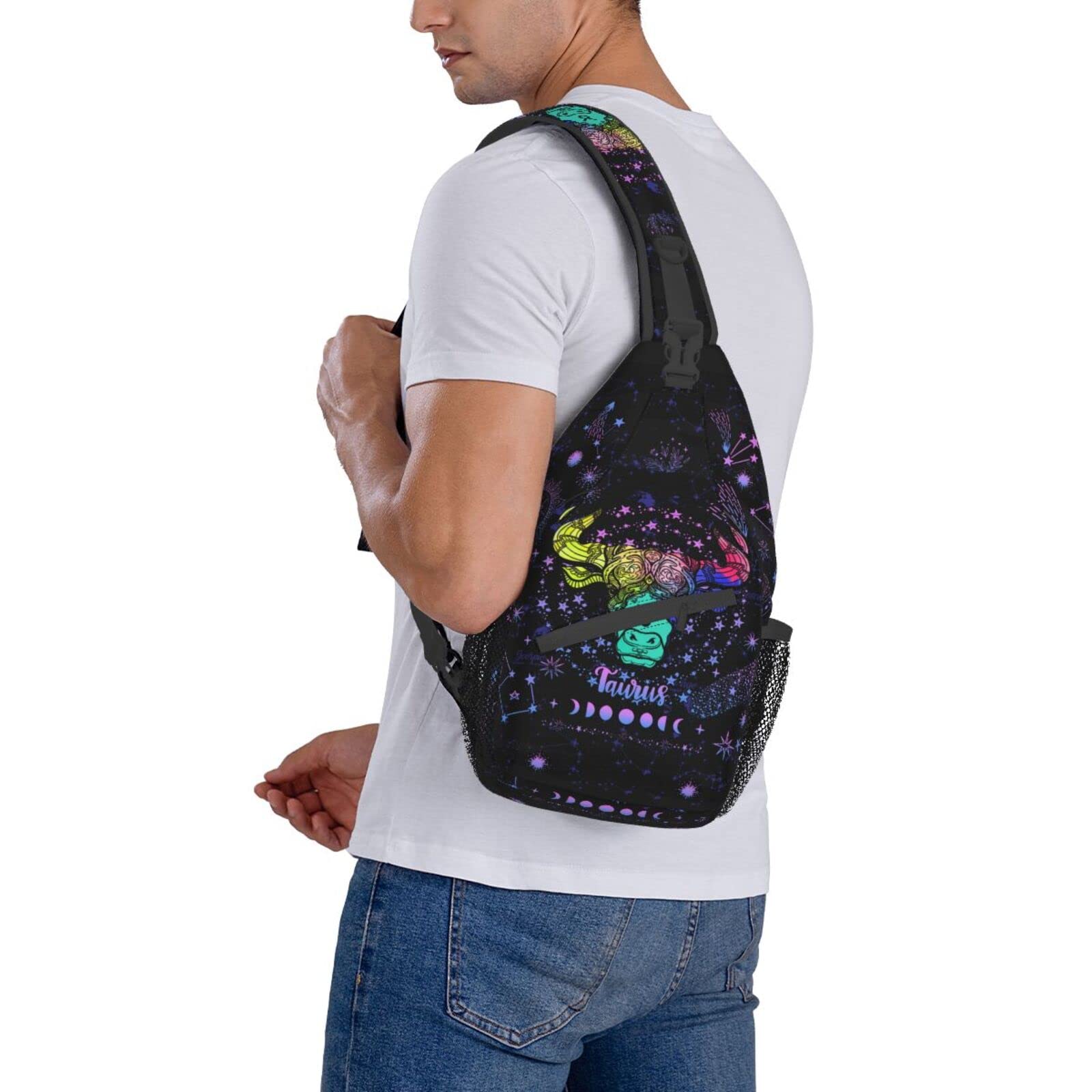 Taurus Constellation Sling Bag Chest Bag Zodiac Sign Crossbody Bags For Men Women