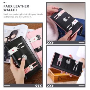 CALLARON Mini Clutch PU Leather Wallet Long Women's Wallet Fashionable and Cute Long Wallet Ladies Student Wallet Kids Wallet