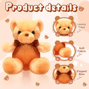 HyDren 12 Pieces Operation Christmas Bears Stuffed Animals Soft Plush Toy Bears with Ribbon Bow for Birthday Valentine's Day Baby Shower Bear Party Favor(Brown, 12 Inch)