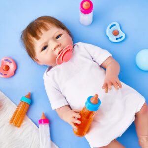 7 Pcs Disappearing Doll Feeding Set Baby Doll Bottles Milk and Juice Bottles with Toy Pacifier Baby Doll Accessories Doll Bottle Toy for Doll Accessories