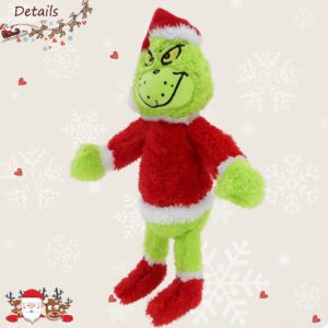 AZATE Christmas Green Monster Plush Toys, Dog Plush, Delightful Gift for Children, Christmas Decorations