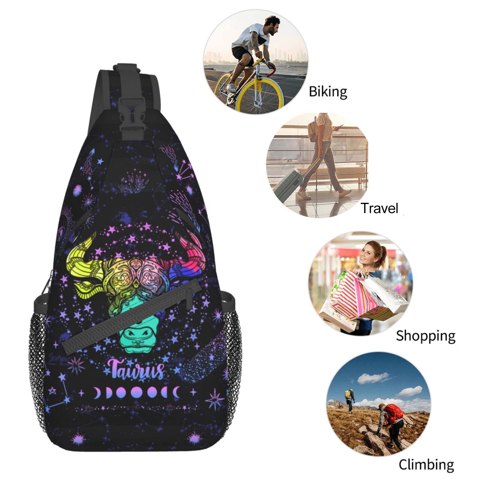 Taurus Constellation Sling Bag Chest Bag Zodiac Sign Crossbody Bags For Men Women