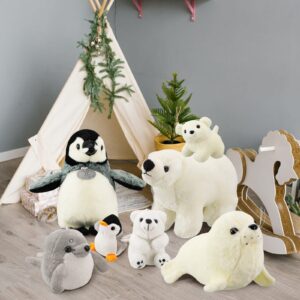 Funtery 7 Pieces Large Stuffed Arctic Animals Set Cute Plush Stuffed Ocean Animal Include Seal Polar Bear Penguin Plush Sea Creature Toys Set for Birthday Wedding Party Favor Gift(Ocean Animals)