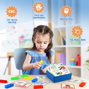 Aizweb CVC Word Game,Phonics Games Flash Cards for Preschool Kindergarten Classroom Supplies,Special Education Reading Manipulative Spelling Toy for Learning Activity Teacher School