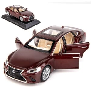 bdtctk 1/32 compatible for lexus ls500h model car, zinc alloy pull back toy car with sound and light for kids boy girl gift(brown)