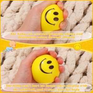 2.5 Inch Smile Face Stress Balls Bulk Happy Smile Stress Relief Balls Mini Funny Foam Balls Kids Smile Face Toys for Teens Adults Carnival Christmas Party Bag Fillers (Yellow,100 Pcs)