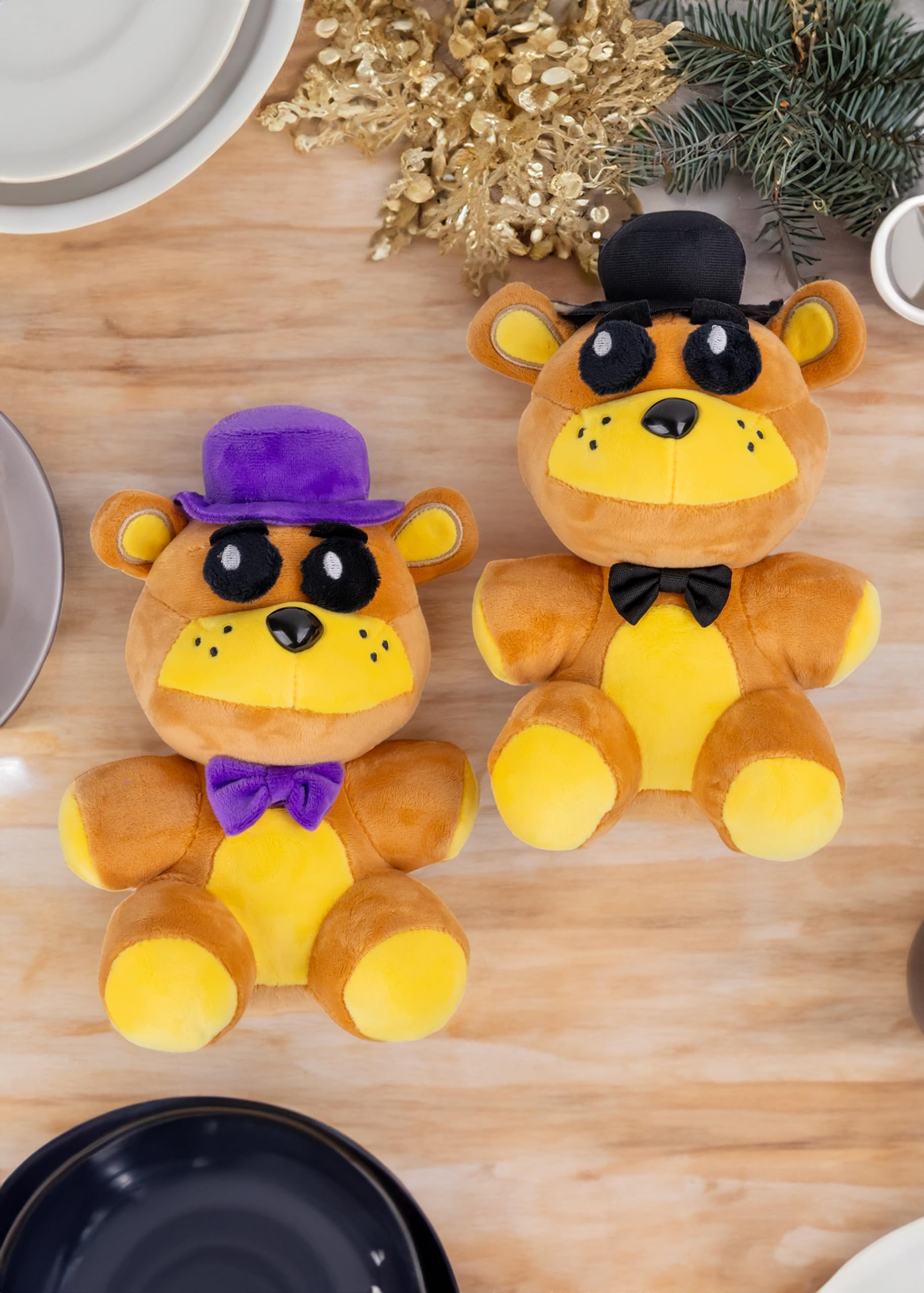 KEOGAU Golden Freddy Black Hat ( in Stock US) - Five Nights Freddy's - Fazbear Collectible Figure - F-N-A-F Nightmare Plush (Golden Bear ) 7''/Toy, Golden Bear Black Hat