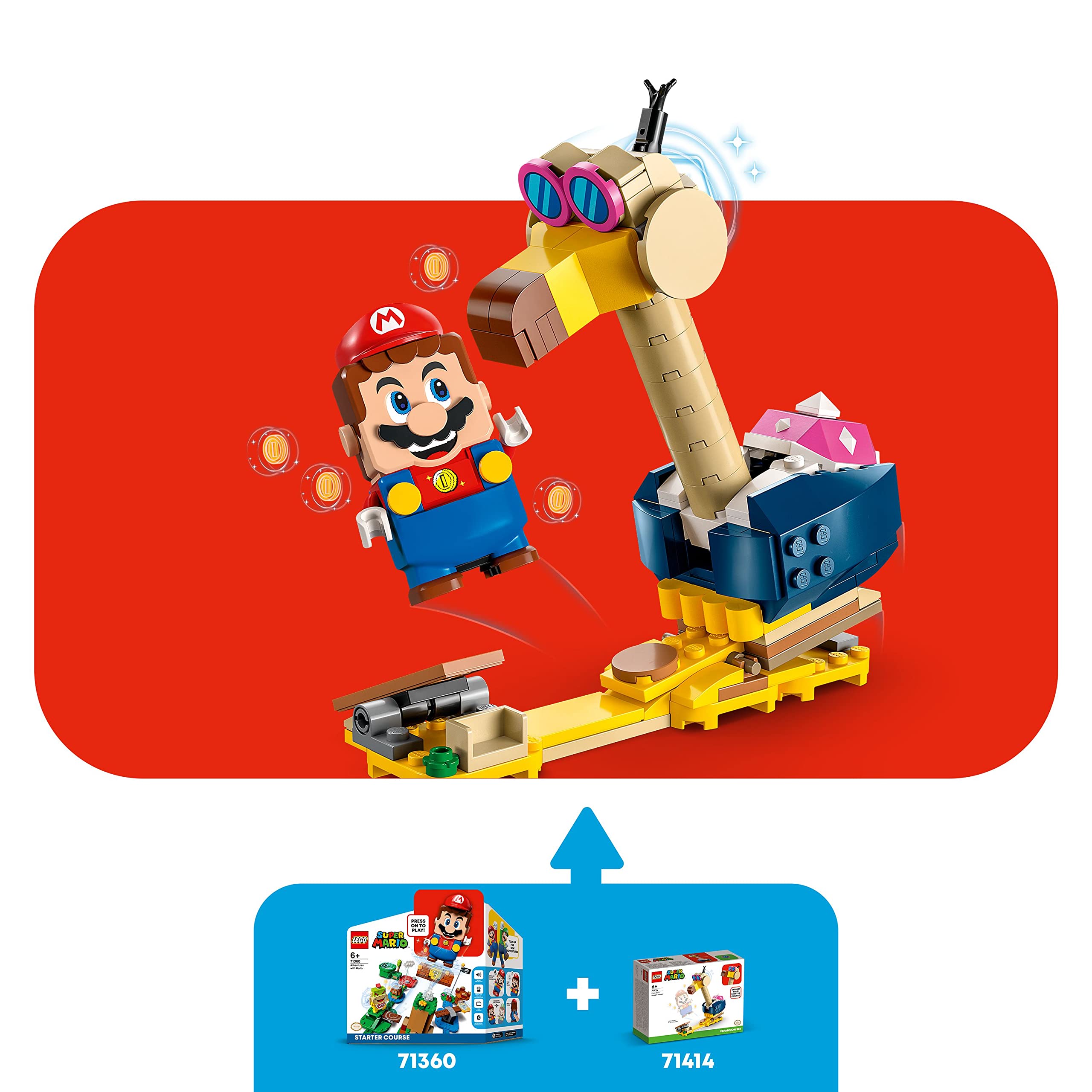 LEGO Super Mario Conkdor's Noggin Bopper Expansion Set 71414, Buildable Toy to Combine with Mario, Luigi or Peach Starter Course, Gift Idea for Kids 6 Plus