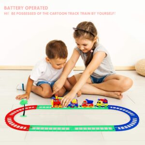 Car Track Toy, Toddler Train Set, Include 8 Tracks 4 Cars and a Tree, Toddler Toys, Gift for Boys Girls