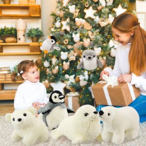 Funtery 7 Pieces Large Stuffed Arctic Animals Set Cute Plush Stuffed Ocean Animal Include Seal Polar Bear Penguin Plush Sea Creature Toys Set for Birthday Wedding Party Favor Gift(Ocean Animals)