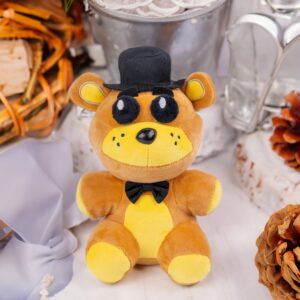 KEOGAU Golden Freddy Black Hat ( in Stock US) - Five Nights Freddy's - Fazbear Collectible Figure - F-N-A-F Nightmare Plush (Golden Bear ) 7''/Toy, Golden Bear Black Hat