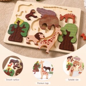 Samonyed Animal Wooden Puzzles for Toddlers, Montessori Early Development Learning Forest Puzzle, Basswood Tree Toy for 3 Years Boys & Girls Birthday