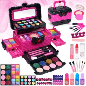 kids makeup kit toys for girls - child real makeup toys for girls, washable make up for little girls, non toxictoddlers pretend cosmetic kits,age 4-12 year old children gift