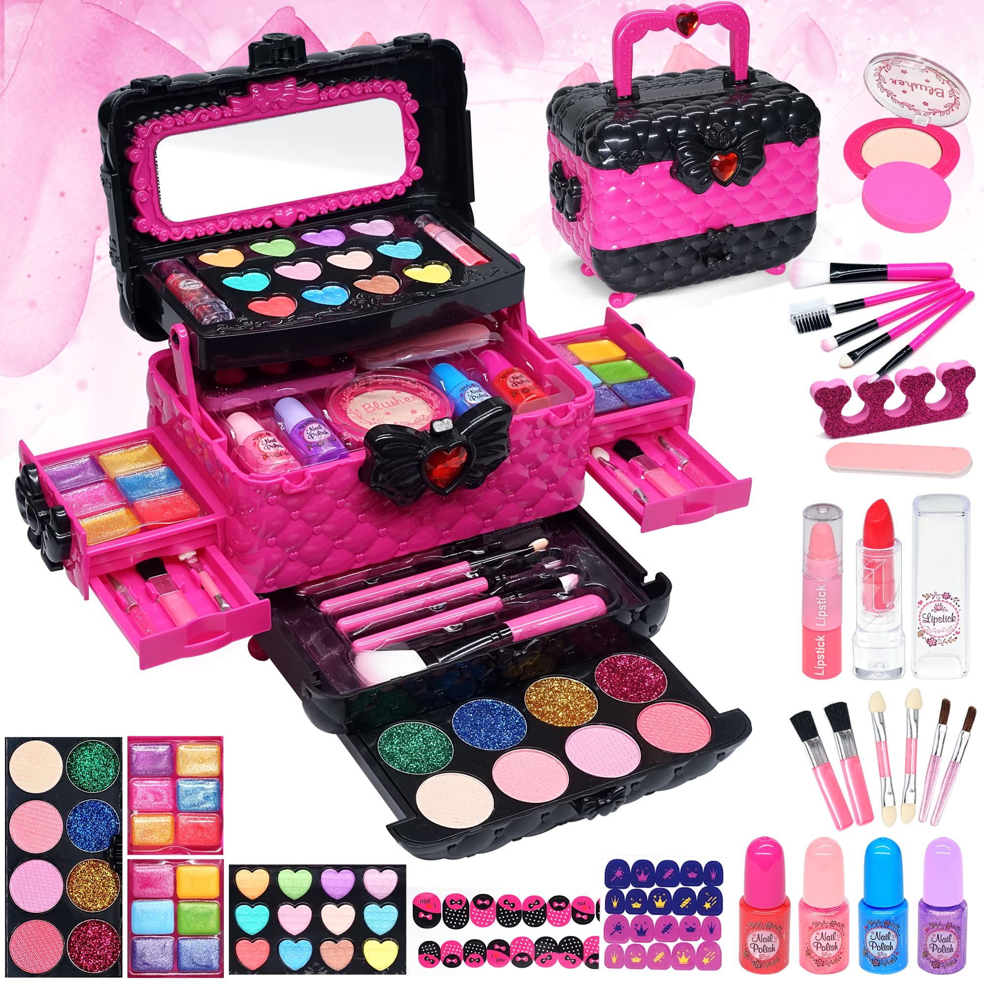 Kids Makeup Kit Toys for Girls - Child Real Makeup Toys for Girls, Washable Make Up for Little Girls, Non ToxicToddlers Pretend Cosmetic Kits,Age 4-12 Year Old Children Gift