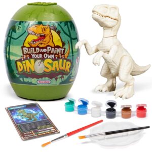 prextex build & paint your own dino kit, 1 pack - collectible dinosaur toy, surprise dino, building toy, arts & crafts for kids ages 6-8, painting/art set, kids gifts, easter basket stuffers, dino egg