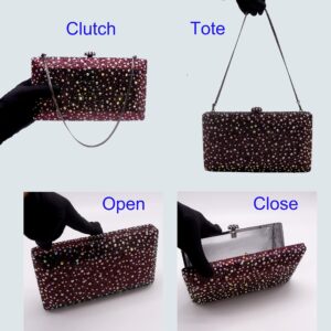 Luxury Rhinestone Clutch for Women Formal Event Crystal Evening Handbag with Chain AB Stone Box Purse Amethyst AB