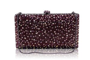 luxury rhinestone clutch for women formal event crystal evening handbag with chain ab stone box purse amethyst ab