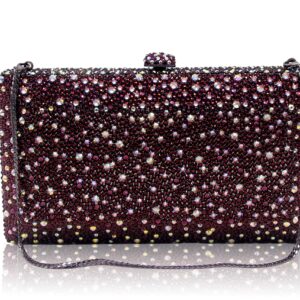 Luxury Rhinestone Clutch for Women Formal Event Crystal Evening Handbag with Chain AB Stone Box Purse Amethyst AB