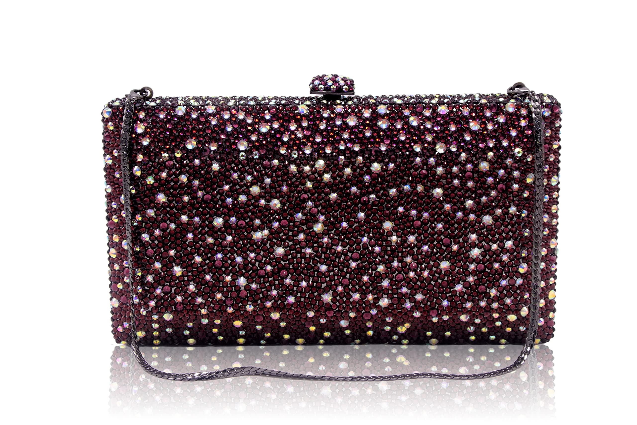 Luxury Rhinestone Clutch for Women Formal Event Crystal Evening Handbag with Chain AB Stone Box Purse Amethyst AB