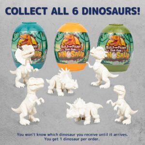 Prextex Build & Paint Your Own Dino Kit, 1 Pack - Collectible Dinosaur Toy, Surprise Dino, Building Toy, Arts & Crafts for Kids Ages 6-8, Painting/Art Set, Kids Gifts, Easter Basket Stuffers, Dino Egg