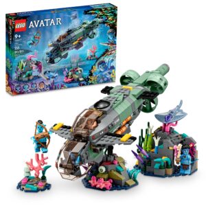 lego avatar: the way of water mako submarine​ 75577 buildable toy model, underwater ocean set with alien fish and stingray figures, movie gift for kids and movie fans