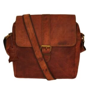 madosh, women's leather crossbody bag handmade shoulder vintage style brown sling handbag purse