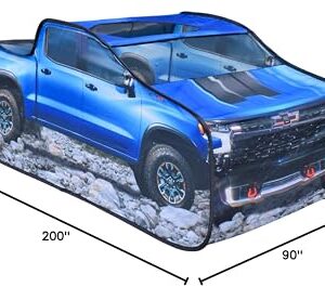 Chevy Silverado Pop Up Tent, Large Off-Road Pickup Truck Play Tent for Kids, Indoor and Outdoor Birthday Gift Boy, Blue