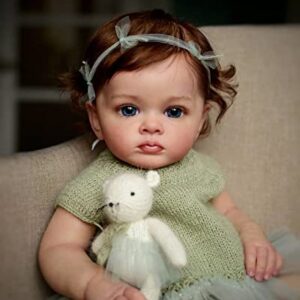 Anano Pink 23 Inch Silicone Baby Doll Reborn Newborn Lifelike Baby Dolls Weighted Real Life Weighted Dolls for 3 Year Olds (Green)