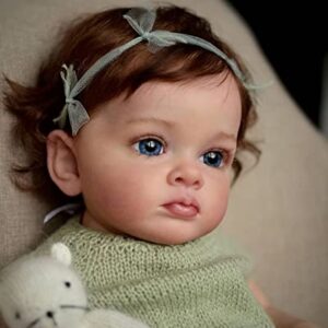 Anano Pink 23 Inch Silicone Baby Doll Reborn Newborn Lifelike Baby Dolls Weighted Real Life Weighted Dolls for 3 Year Olds (Green)