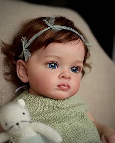 Anano Pink 23 Inch Silicone Baby Doll Reborn Newborn Lifelike Baby Dolls Weighted Real Life Weighted Dolls for 3 Year Olds (Green)