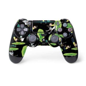 skinit decal gaming skin compatible with ps4 pro/slim controller - officially licensed warner bros rick and morty portal pattern design