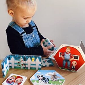 CreateOn CoComelon® Farmyard Songs Magnetic Tile Set, Magnetic Kids Building Toys, Educational Stem Toys for Ages 3+, 19 Pieces