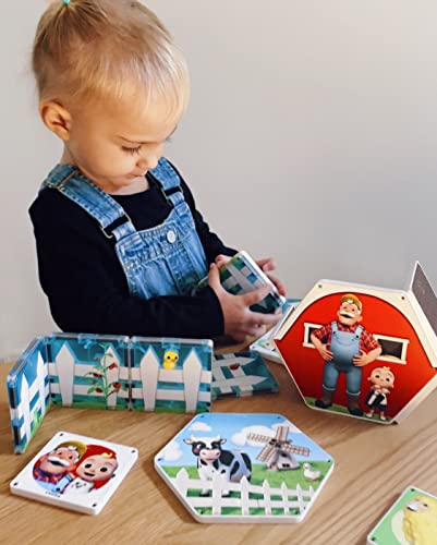 CreateOn CoComelon® Farmyard Songs Magnetic Tile Set, Magnetic Kids Building Toys, Educational Stem Toys for Ages 3+, 19 Pieces