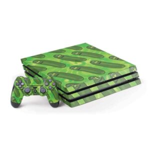 skinit decal gaming skin compatible with ps4 pro console and controller bundle - officially licensed warner bros pickle rick pattern design