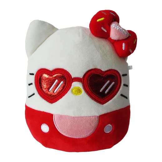 Squishmallow Official Kellytoy Plush 6.5 Inch Squishy Stuffed Toy Animal (Heart Sunglasses Hello Kitty)