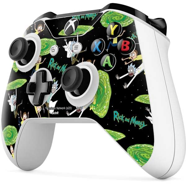 Skinit Decal Gaming Skin Compatible with Xbox One S Controller - Officially Licensed Warner Bros Rick and Morty Portal Pattern Design