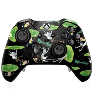 skinit decal gaming skin compatible with xbox one elite controller - officially licensed warner bros rick and morty portal pattern design