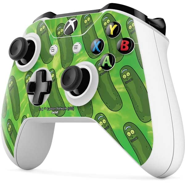 Skinit Decal Gaming Skin Compatible with Xbox One S Controller - Officially Licensed Warner Bros Pickle Rick Pattern Design