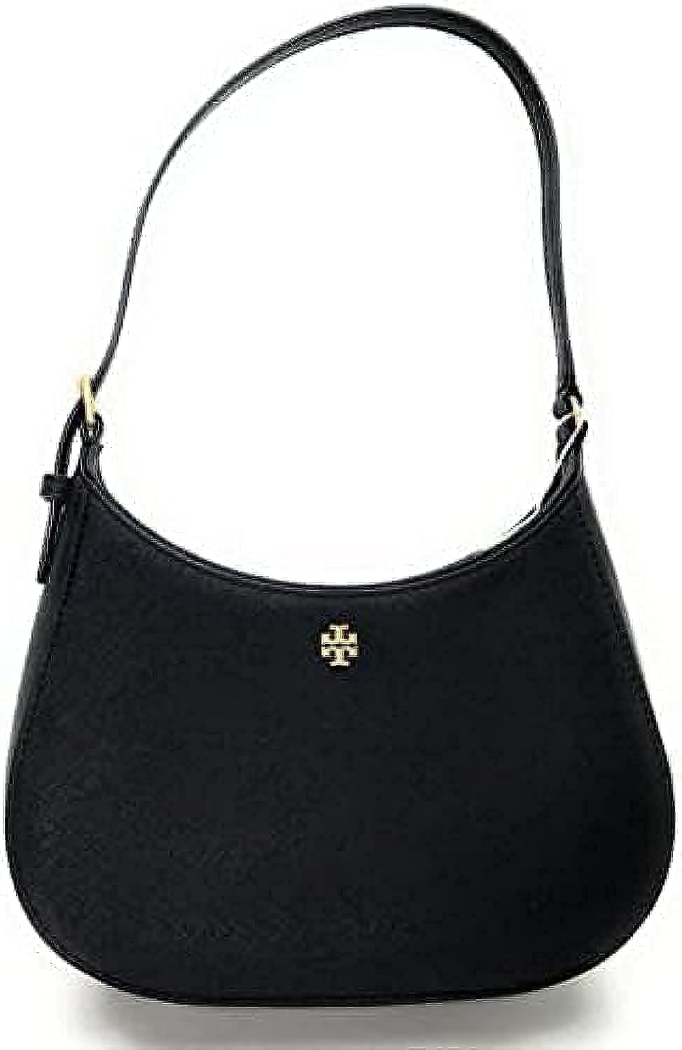 Tory Burch Women’s Emerson Zip Shoulder Bag (Black) With Gold Tone Hardware