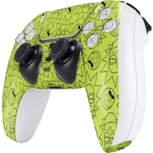 Skinit Gaming Decal Skin Compatible with PS5 and Compatible with PS5 Digital Edition DualSense Controller - Officially Licensed Warner Bros Rick and Morty All Over Print Design