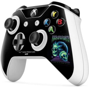 Skinit Decal Gaming Skin Compatible with Xbox One S Controller - Officially Licensed Warner Bros Rick and Morty Neon Skulls Design