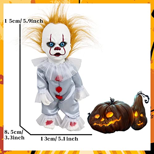 STYLE ON FLEEK Clown Plush Doll Horror Movie Stuffed Toy Figure Scary Terror Halloween Plushies Gifts for Kid Children 5.9' Birthday