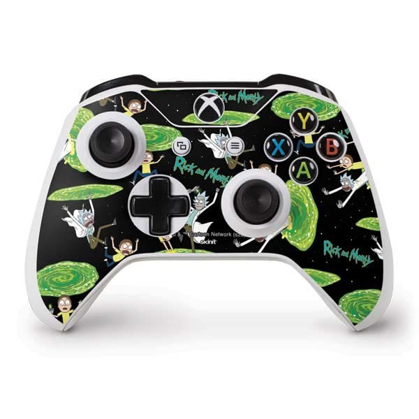 Skinit Decal Gaming Skin Compatible with Xbox One S Controller - Officially Licensed Warner Bros Rick and Morty Portal Pattern Design