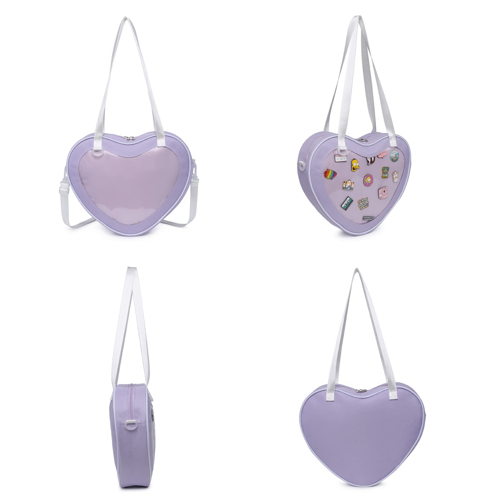 CHERRY SAUCE Ita Bag Crossbody Heart Shaped Purse Canvas JK Uniform Shoulder Bags for Anime Pins Display