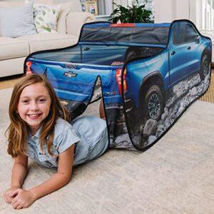 Chevy Silverado Pop Up Tent, Large Off-Road Pickup Truck Play Tent for Kids, Indoor and Outdoor Birthday Gift Boy, Blue