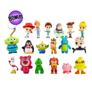 Toy Story Action Figures – Set of 17 Mini Figurines for Kids – Collectible Toy Store Cake Toppers – Great Party Favors for Toddlers – Action Figure Set with Keychain – Toy Story Birthday