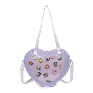 CHERRY SAUCE Ita Bag Crossbody Heart Shaped Purse Canvas JK Uniform Shoulder Bags for Anime Pins Display