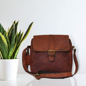 Madosh, Women's Leather Crossbody Bag Handmade Shoulder Vintage Style Brown Sling Handbag Purse