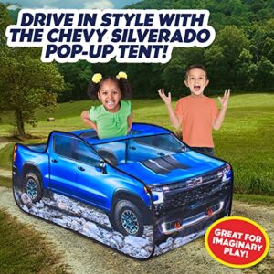 Chevy Silverado Pop Up Tent, Large Off-Road Pickup Truck Play Tent for Kids, Indoor and Outdoor Birthday Gift Boy, Blue